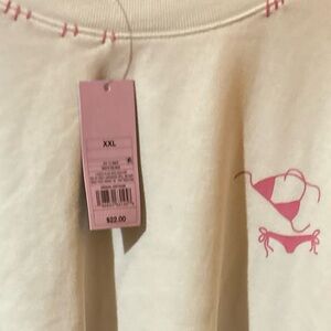 White Sweatshirt with Pink Accents